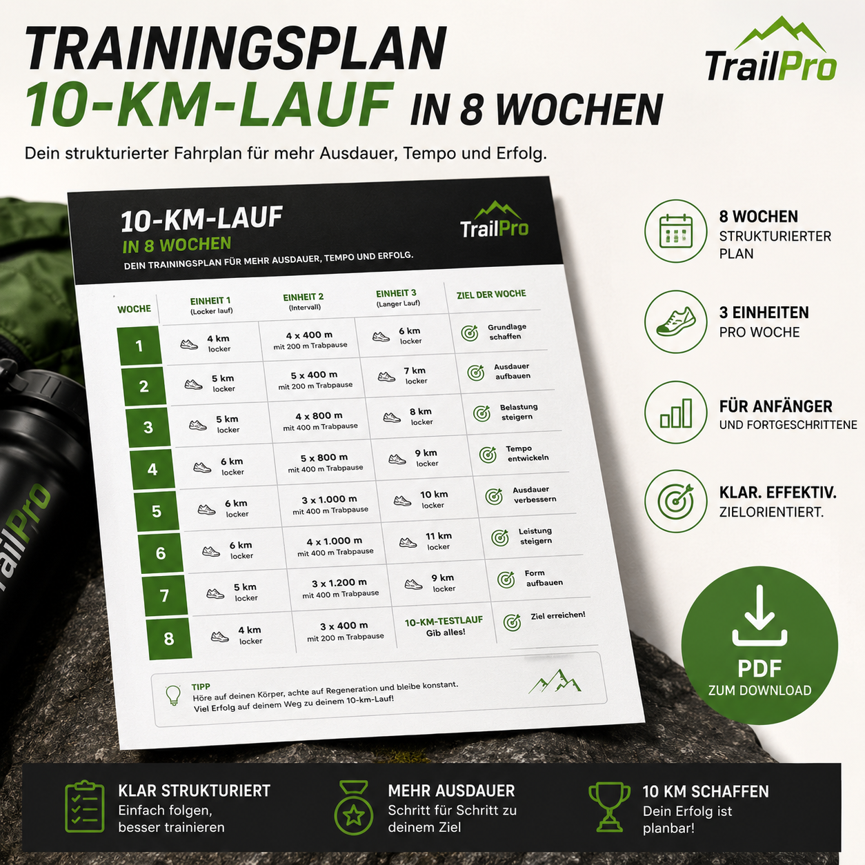 Trainingsplan: 10-km-Lauf in 8 Wochen